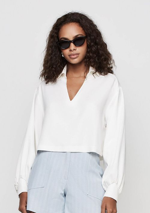 Blusa Manga Longa Ampla Em Viscose